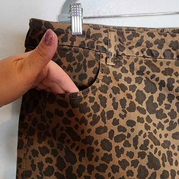 AE Curvy Super Highrise Brown Leopard Jeggings Skinny Jeans Plus Size 22 New - Picture 3 of 15